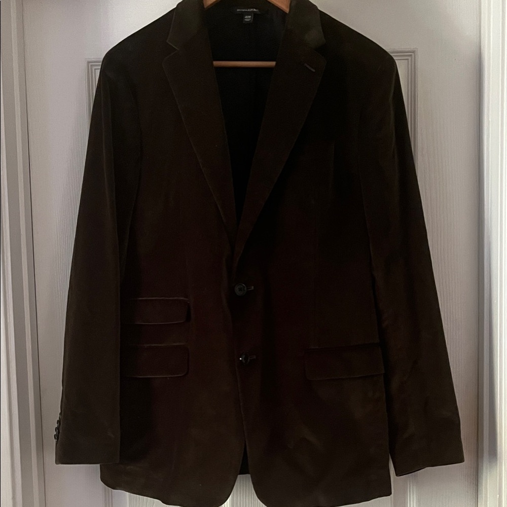 Banana Republic Men's Rich  Blazer Olive Green Velvet